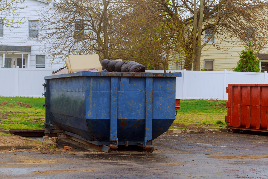 Rental dumpster at a property in Mt Pleasant, Wisconsin